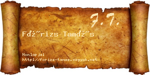 Fórizs Tamás névjegykártya