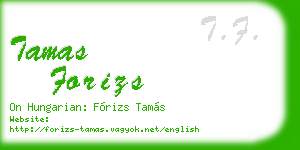 tamas forizs business card